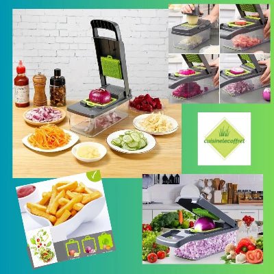 Hachoir et mandoline 16 en 1 râpe à fromage mandoline multifonction unique - Cuisinelecoffret.com