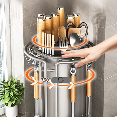 Rangement cuisine bloc couteaux rotatif métal robuste qualité inégalé - Cuisinelecoffret.com