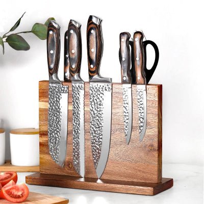 Rangement cuisine pour couteaux magnétique facile entretient bois d'acacia - Cuisinelecoffret.com