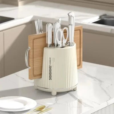 Rangement cuisine support à ustensiles rotatif bloc couteaux innovant - Cuisinelecoffret.com
