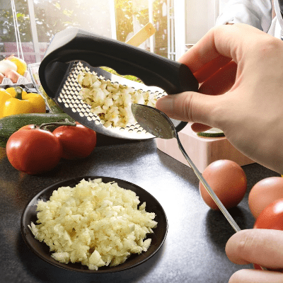 Ustensiles de cuisine: Presse ail, fruits, légumes presse ail inox qualité supérieur - Cuisinelecoffret.com