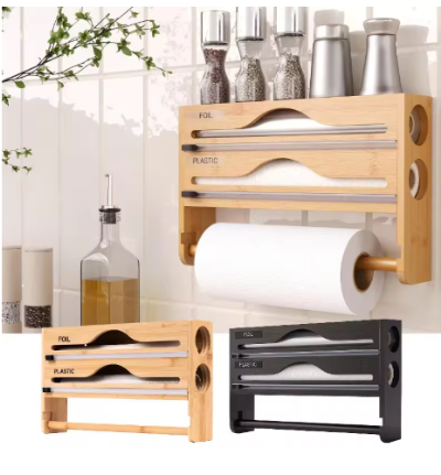Rangement-cuisine-distributeur-papier-film-en-bois-bamboo