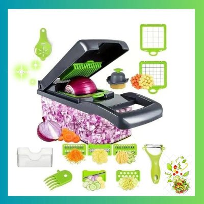 Hachoir et mandoline 16 en 1 râpe à fromage mandoline multifonction unique - Cuisinelecoffret.com