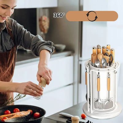 Rangement cuisine bloc couteaux rotatif métal robuste qualité inégalé - Cuisinelecoffret.com