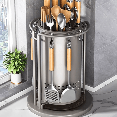 Rangement cuisine bloc couteaux rotatif métal robuste qualité inégalé - Cuisinelecoffret.com