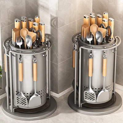 Rangement cuisine bloc couteaux rotatif métal robuste qualité inégalé - Cuisinelecoffret.com