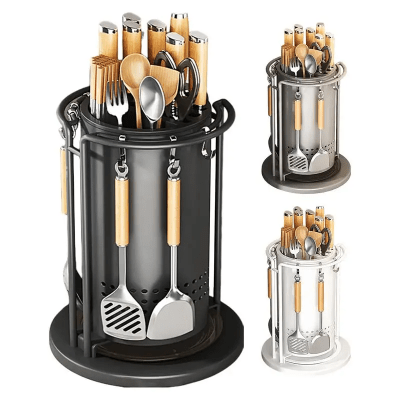Rangement cuisine bloc couteaux rotatif métal robuste qualité inégalé - Cuisinelecoffret.com