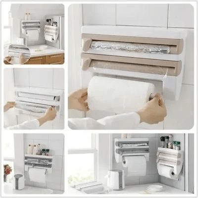 Rangement cuisine Dérouleur papier film alluminium 4 en 1 meuble rangement cuisine - Cuisinelecoffret.com