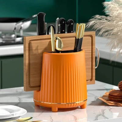 Rangement cuisine support à ustensiles rotatif bloc couteaux innovant - Cuisinelecoffret.com
